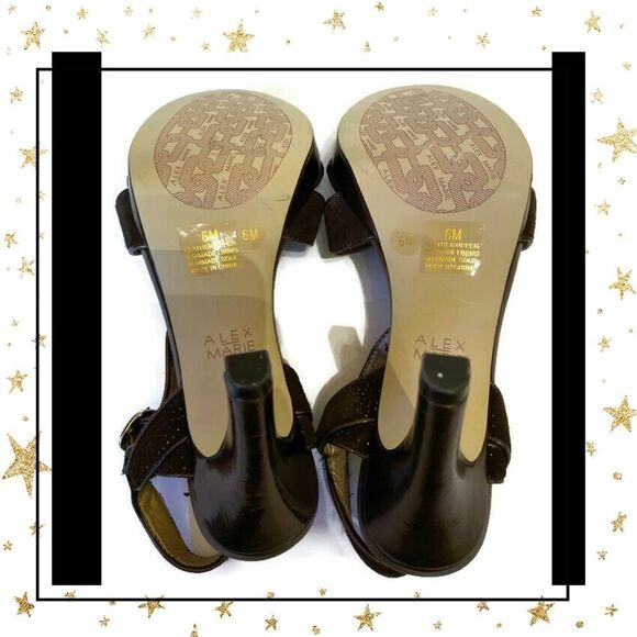 Alex Marie Brown Suede Sparkle Platform Heels 6 - Picture 6 of 6